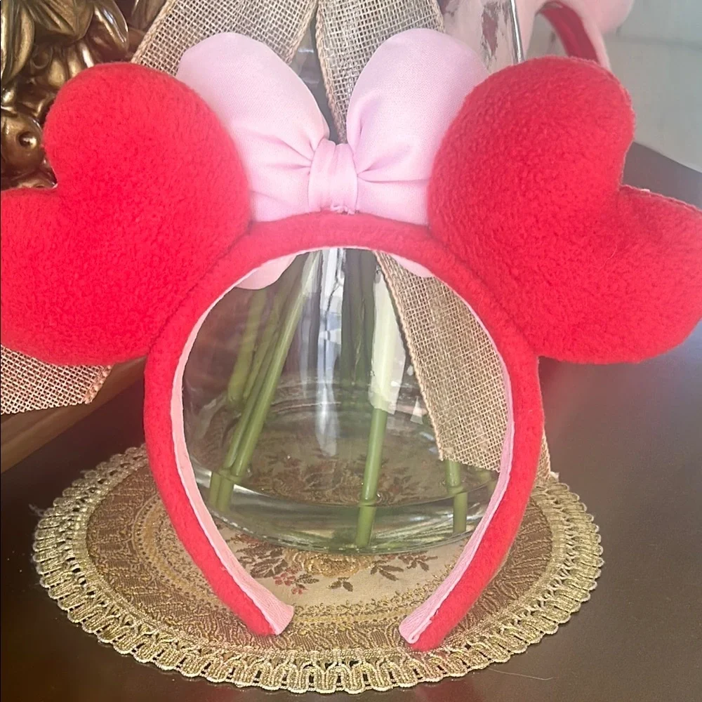 Disney Red and Pink Minnie Mouse Ears Headband. New condition.